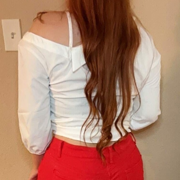 Plus Solid White Button Down Poplin Boyfriend Oversized Shirt - Picture 4 of 6